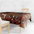 Perth Scorchers Cricket Mascot Tablecloth Aboriginal Dot Art Orange And Black Tribal Pattern