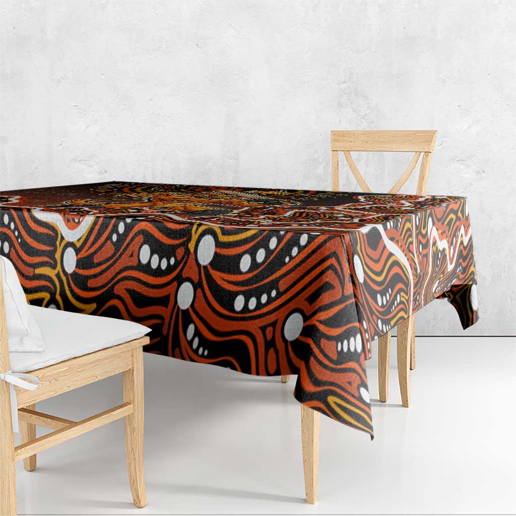 Perth Scorchers Cricket Mascot Tablecloth Aboriginal Dot Art Orange And Black Tribal Pattern