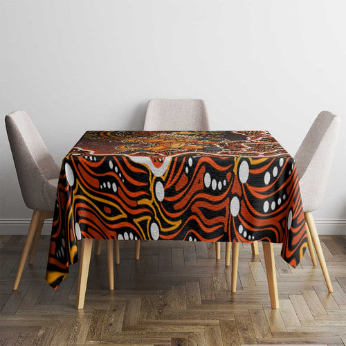 Perth Scorchers Cricket Mascot Tablecloth Aboriginal Dot Art Orange And Black Tribal Pattern