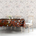 Perth Scorchers Cricket Mascot Tablecloth Aboriginal Dot Art Orange And Black Tribal Pattern