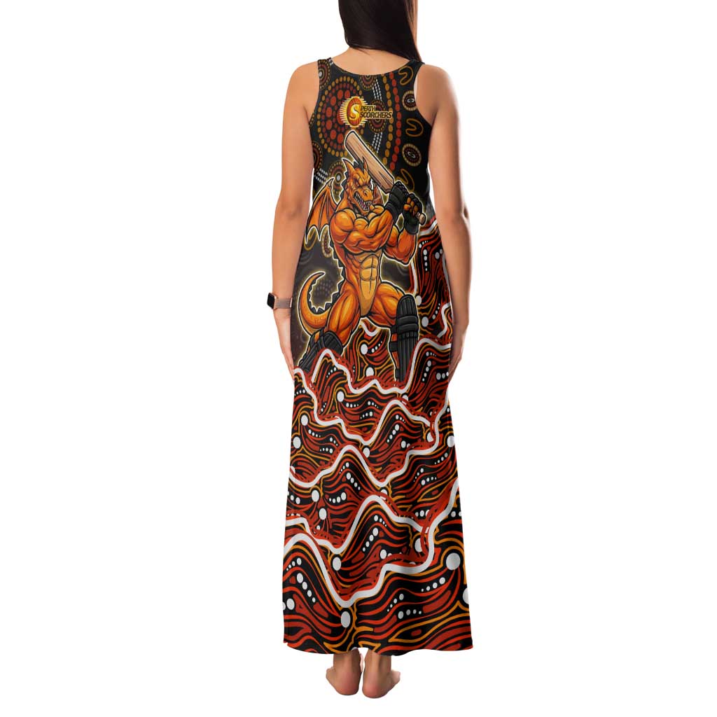 Perth Scorchers Cricket Mascot Tank Maxi Dress Aboriginal Dot Art Orange And Black Tribal Pattern