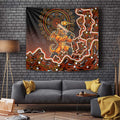 Perth Scorchers Cricket Mascot Tapestry Aboriginal Dot Art Orange And Black Tribal Pattern