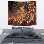 Perth Scorchers Cricket Mascot Tapestry Aboriginal Dot Art Orange And Black Tribal Pattern