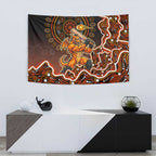 Perth Scorchers Cricket Mascot Tapestry Aboriginal Dot Art Orange And Black Tribal Pattern
