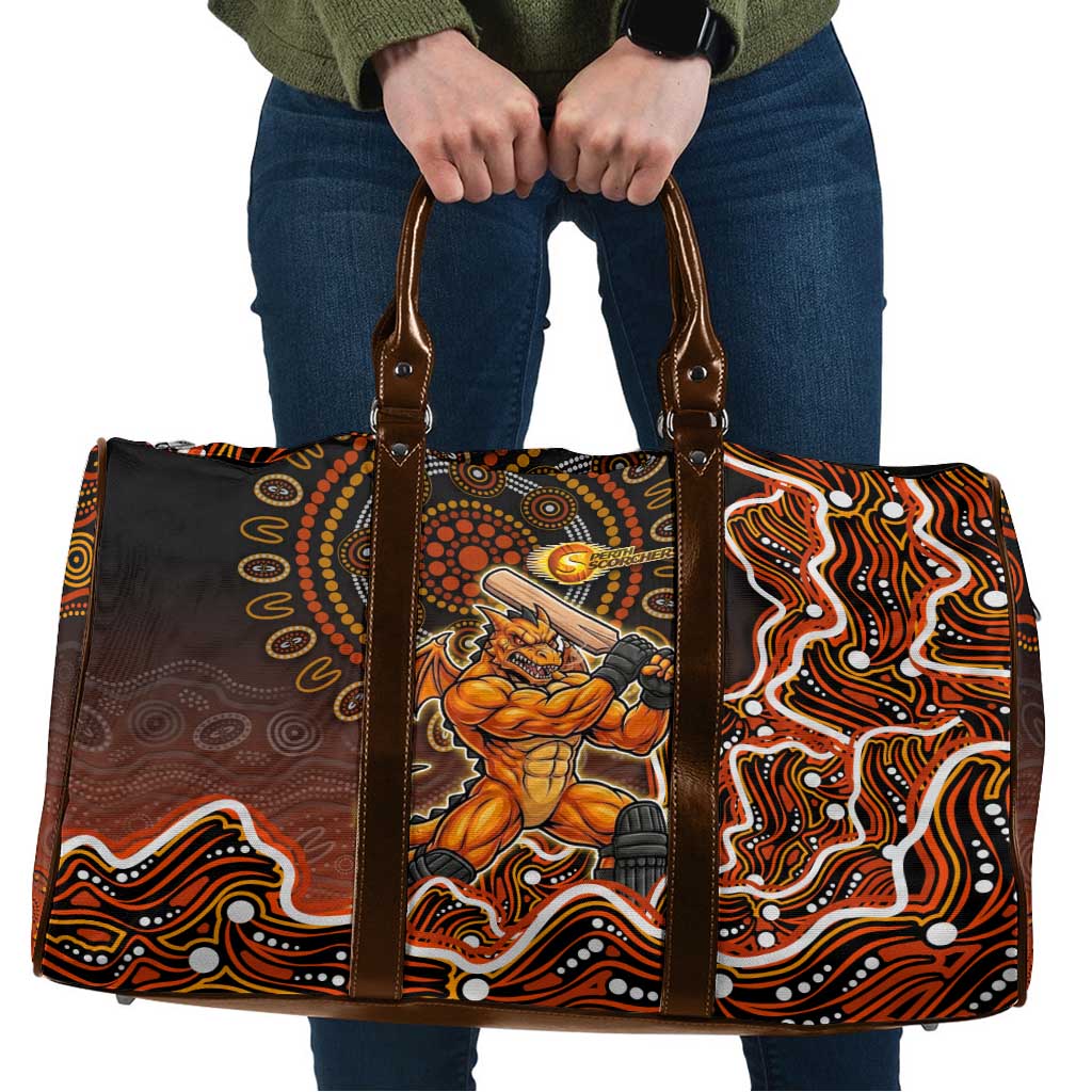 Perth Scorchers Cricket Mascot Travel Bag Aboriginal Dot Art Orange And Black Tribal Pattern