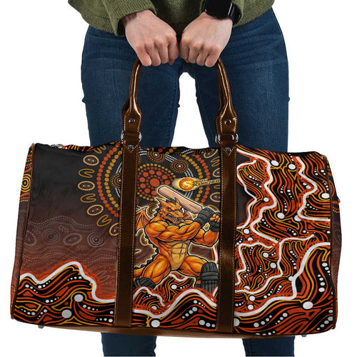Perth Scorchers Cricket Mascot Travel Bag Aboriginal Dot Art Orange And Black Tribal Pattern