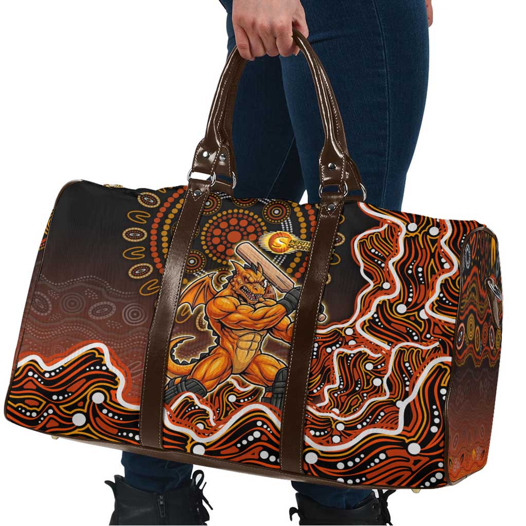 Perth Scorchers Cricket Mascot Travel Bag Aboriginal Dot Art Orange And Black Tribal Pattern