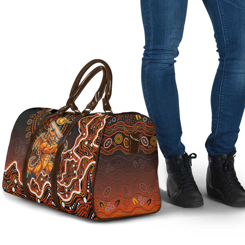 Perth Scorchers Cricket Mascot Travel Bag Aboriginal Dot Art Orange And Black Tribal Pattern