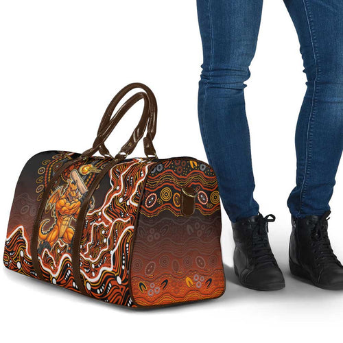 Perth Scorchers Cricket Mascot Travel Bag Aboriginal Dot Art Orange And Black Tribal Pattern