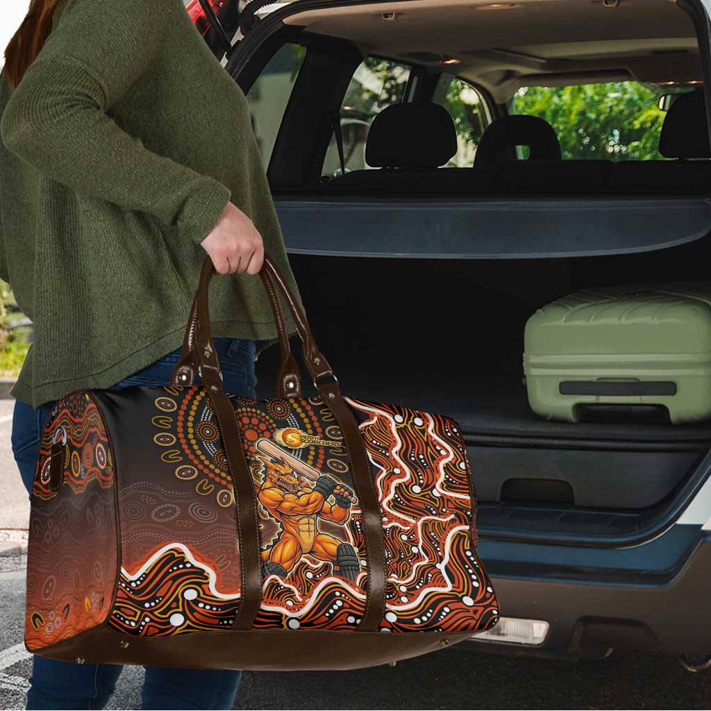 Perth Scorchers Cricket Mascot Travel Bag Aboriginal Dot Art Orange And Black Tribal Pattern