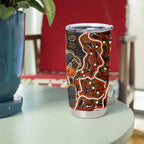 Perth Scorchers Cricket Mascot Tumbler Cup Aboriginal Dot Art Orange And Black Tribal Pattern