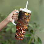 Perth Scorchers Cricket Mascot Tumbler With Handle Aboriginal Dot Art Orange And Black Tribal Pattern