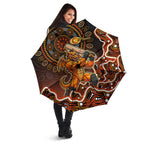 Perth Scorchers Cricket Mascot Umbrella Aboriginal Dot Art Orange And Black Tribal Pattern