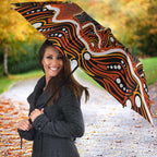 Perth Scorchers Cricket Mascot Umbrella Aboriginal Dot Art Orange And Black Tribal Pattern