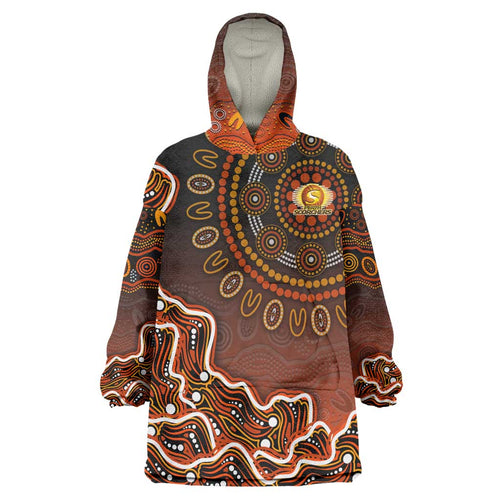 Perth Scorchers Cricket Mascot Wearable Blanket Hoodie Aboriginal Dot Art Orange And Black Tribal Pattern