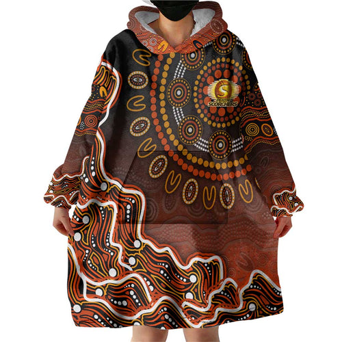 Perth Scorchers Cricket Mascot Wearable Blanket Hoodie Aboriginal Dot Art Orange And Black Tribal Pattern