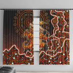 Perth Scorchers Cricket Mascot Window Curtain Aboriginal Dot Art Orange And Black Tribal Pattern
