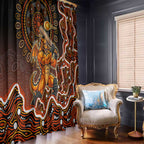 Perth Scorchers Cricket Mascot Window Curtain Aboriginal Dot Art Orange And Black Tribal Pattern