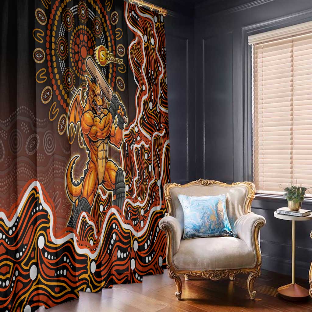 Perth Scorchers Cricket Mascot Window Curtain Aboriginal Dot Art Orange And Black Tribal Pattern