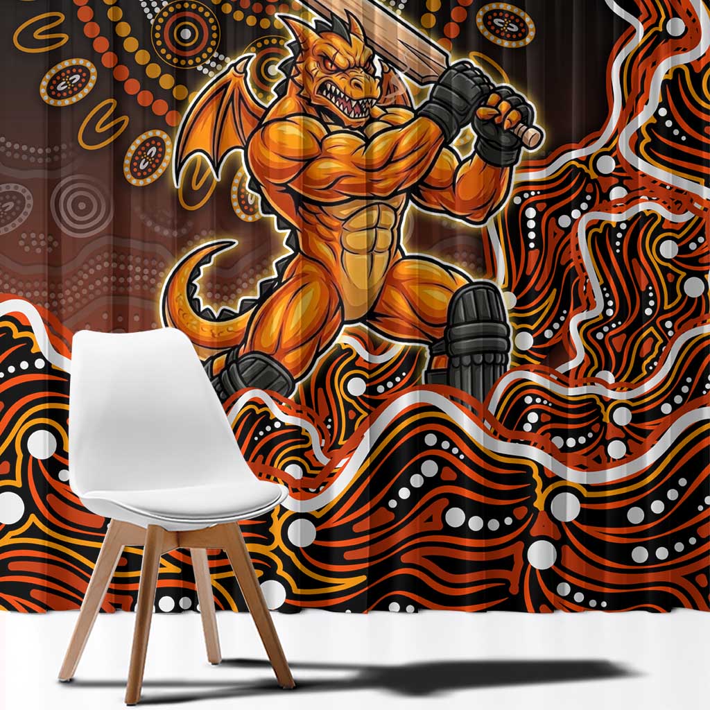 Perth Scorchers Cricket Mascot Window Curtain Aboriginal Dot Art Orange And Black Tribal Pattern
