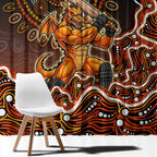 Perth Scorchers Cricket Mascot Window Curtain Aboriginal Dot Art Orange And Black Tribal Pattern