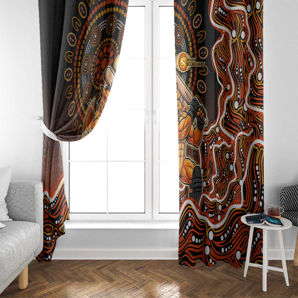 Perth Scorchers Cricket Mascot Window Curtain Aboriginal Dot Art Orange And Black Tribal Pattern