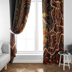 Perth Scorchers Cricket Mascot Window Curtain Aboriginal Dot Art Orange And Black Tribal Pattern
