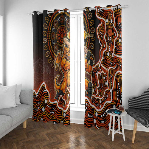 Perth Scorchers Cricket Mascot Window Curtain Aboriginal Dot Art Orange And Black Tribal Pattern