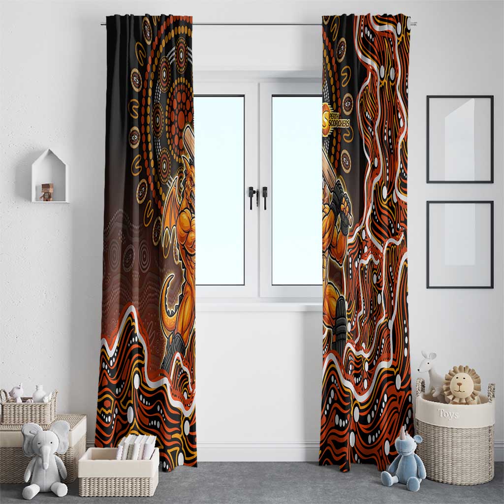 Perth Scorchers Cricket Mascot Window Curtain Aboriginal Dot Art Orange And Black Tribal Pattern