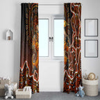 Perth Scorchers Cricket Mascot Window Curtain Aboriginal Dot Art Orange And Black Tribal Pattern