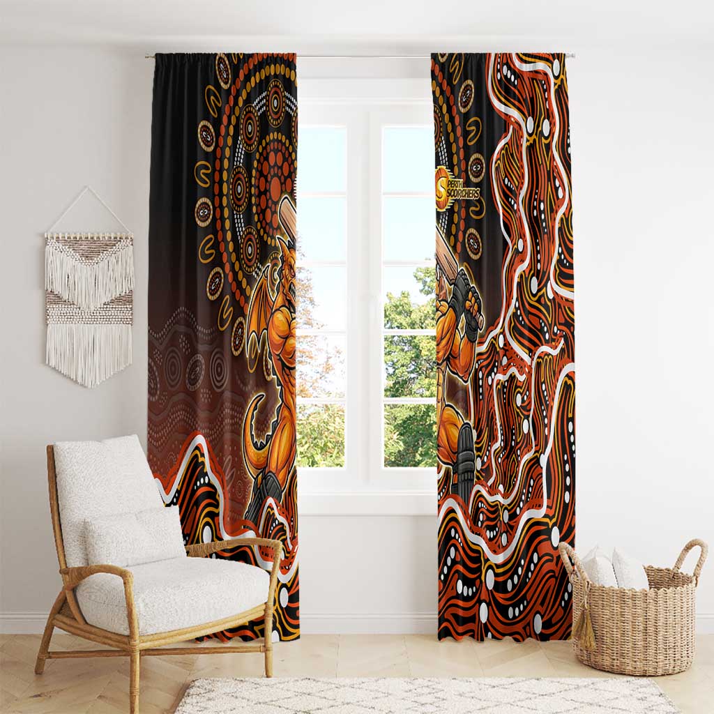 Perth Scorchers Cricket Mascot Window Curtain Aboriginal Dot Art Orange And Black Tribal Pattern