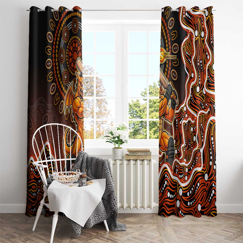 Perth Scorchers Cricket Mascot Window Curtain Aboriginal Dot Art Orange And Black Tribal Pattern