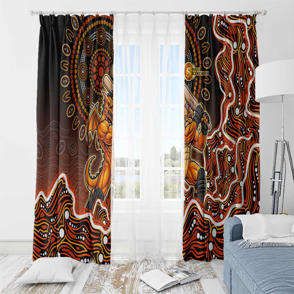Perth Scorchers Cricket Mascot Window Curtain Aboriginal Dot Art Orange And Black Tribal Pattern