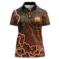 Perth Scorchers Cricket Mascot Women Polo Shirt Aboriginal Dot Art Orange And Black Tribal Pattern