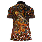Perth Scorchers Cricket Mascot Women Polo Shirt Aboriginal Dot Art Orange And Black Tribal Pattern
