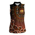 Perth Scorchers Cricket Mascot Women Sleeveless Polo Shirt Aboriginal Dot Art Orange And Black Tribal Pattern