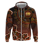 Perth Scorchers Cricket Mascot Zip Hoodie Aboriginal Dot Art Orange And Black Tribal Pattern