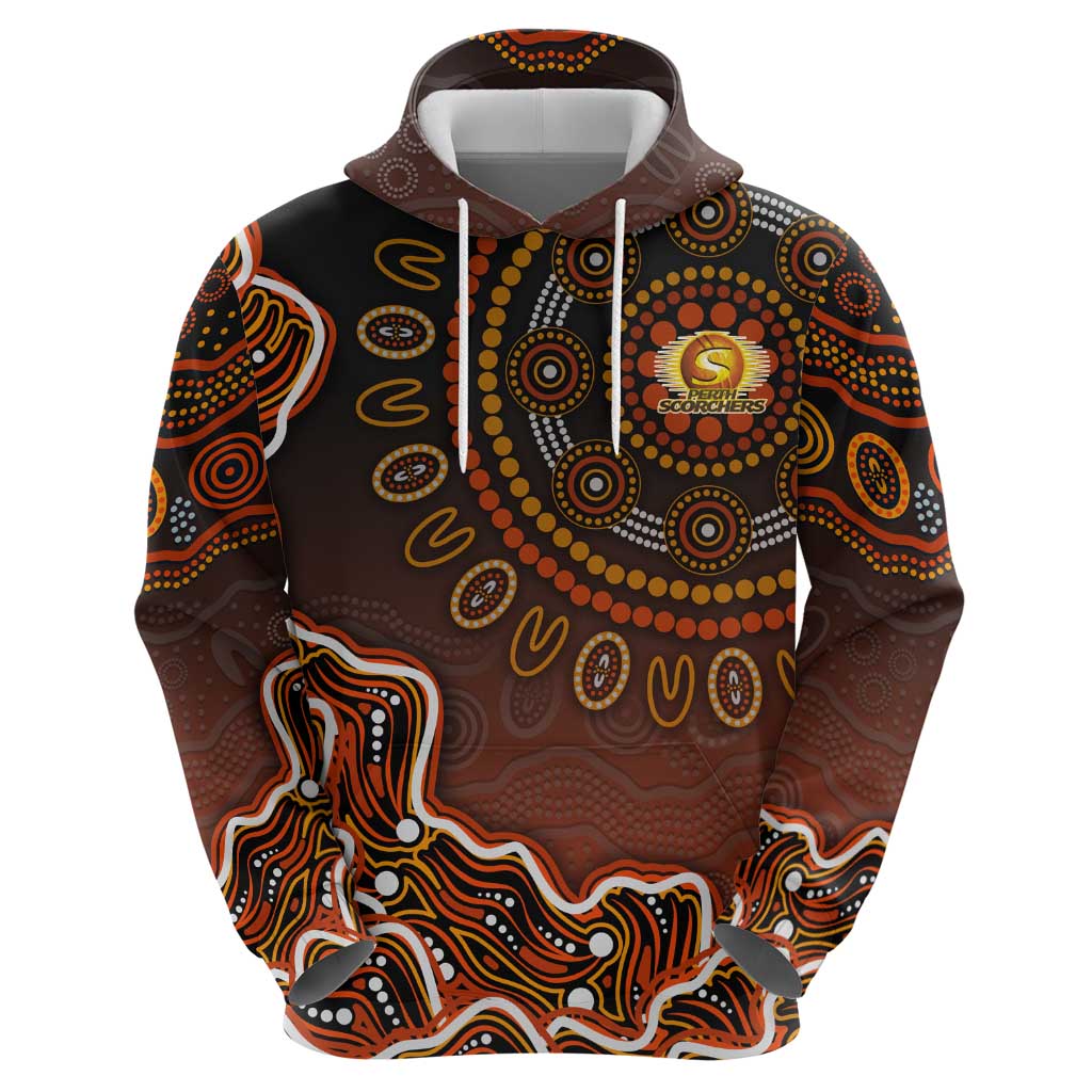 Perth Scorchers Cricket Mascot Zip Hoodie Aboriginal Dot Art Orange And Black Tribal Pattern