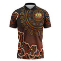 Perth Scorchers Cricket Mascot Zipper Polo Shirt Aboriginal Dot Art Orange And Black Tribal Pattern