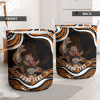 Personalized Wests Tigers Rugby Laundry Basket Aboriginal Dot Art - Dreamtime Rugby Mascot