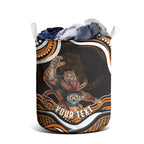 Personalized Wests Tigers Rugby Laundry Basket Aboriginal Dot Art - Dreamtime Rugby Mascot