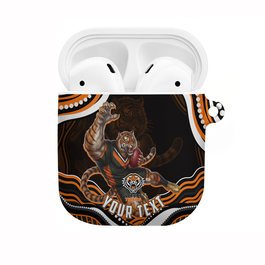 Personalized Wests Tigers Rugby AirPods Case Aboriginal Dot Art - Dreamtime Rugby Mascot
