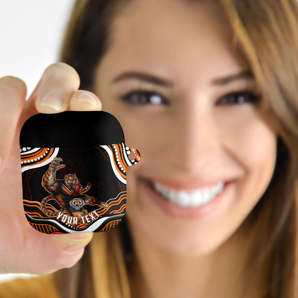 Personalized Wests Tigers Rugby AirPods Case Aboriginal Dot Art - Dreamtime Rugby Mascot