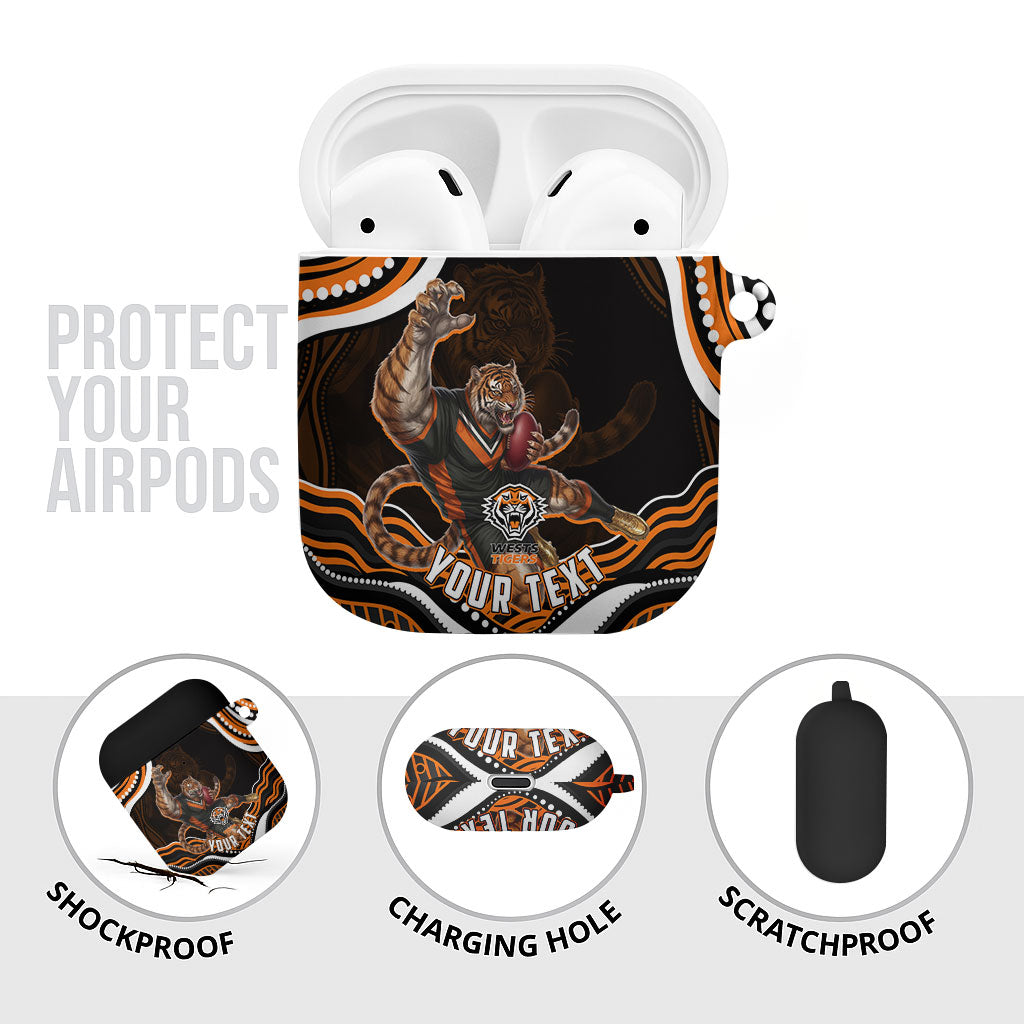 Personalized Wests Tigers Rugby AirPods Case Aboriginal Dot Art - Dreamtime Rugby Mascot