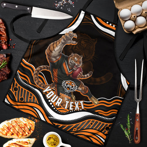 Personalized Wests Tigers Rugby Apron Aboriginal Dot Art - Dreamtime Rugby Mascot