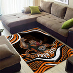 Personalized Wests Tigers Rugby Area Rug Aboriginal Dot Art - Dreamtime Rugby Mascot