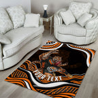 Personalized Wests Tigers Rugby Area Rug Aboriginal Dot Art - Dreamtime Rugby Mascot
