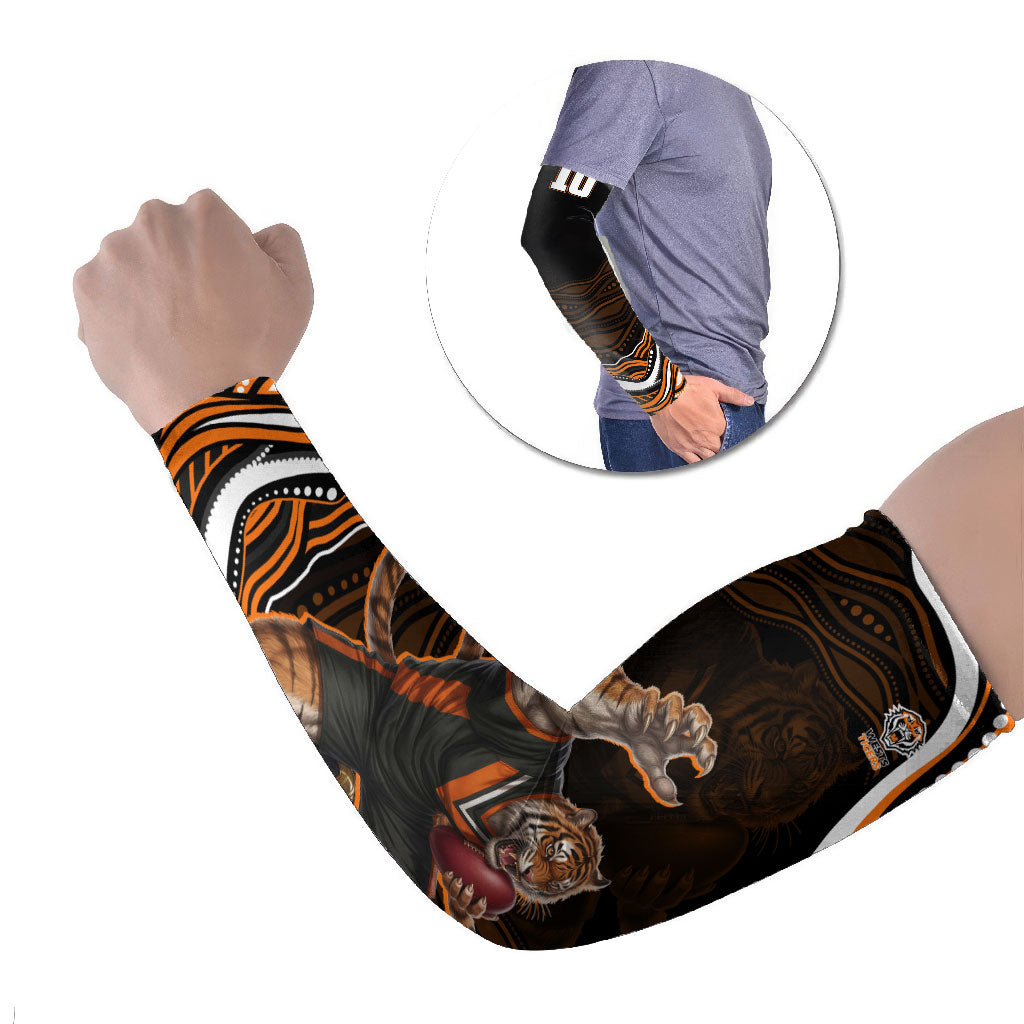 Personalized Wests Tigers Rugby Arm Sleeves Aboriginal Dot Art - Dreamtime Rugby Mascot