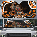 Personalized Wests Tigers Rugby Auto Sun Shade Aboriginal Dot Art - Dreamtime Rugby Mascot