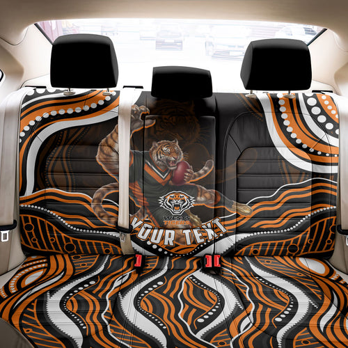 Personalized Wests Tigers Rugby Back Car Seat Cover Aboriginal Dot Art - Dreamtime Rugby Mascot